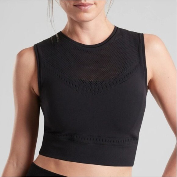 Athleta Pavana Black Cropped Tank Top - Picture 1 of 7